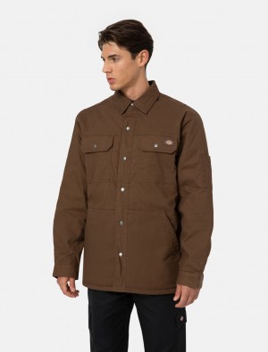 Μπουφαν ανδρικα Dickies Flex Duck Shirt σοκολάτα | 88582087